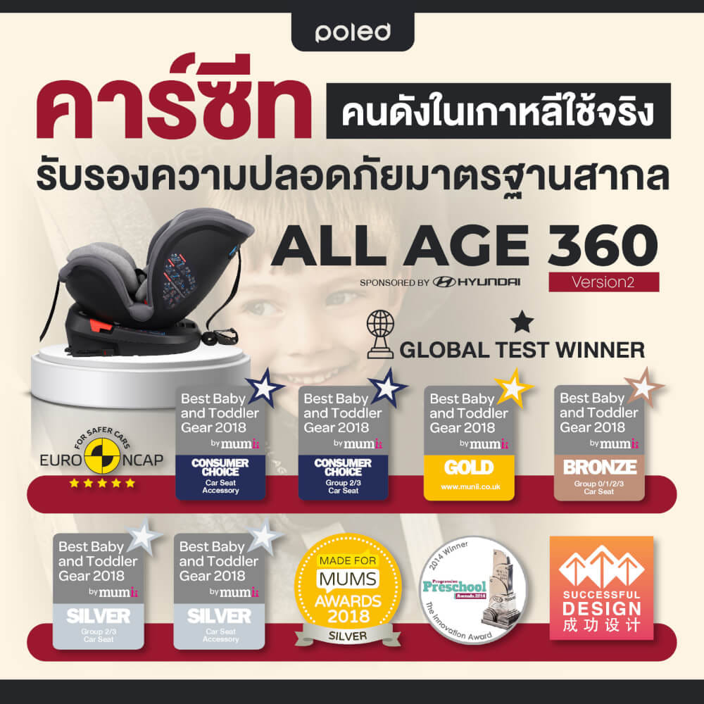 คาร์ซีท POLED ALL AGE 360 สำหรับแรกเกิด-12ปี หมุนได้ 360 องศา สีดำ (สินค้าราคาโปรโมรชั่น ประกัน 1 ปี)_3