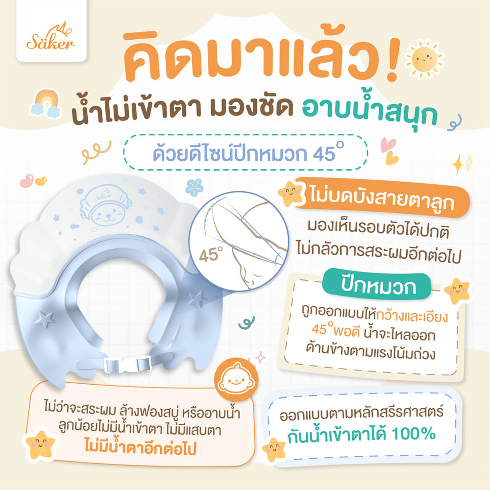 หมวกอาบน้ำสระผมเด็ก SAKER0199-STORMY