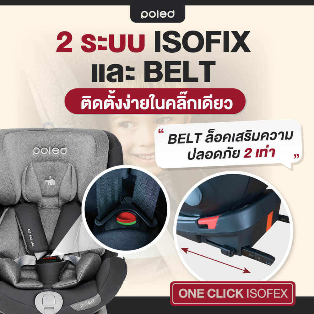 คาร์ซีท POLED ALL AGE 360 สำหรับแรกเกิด-12ปี หมุนได้ 360 องศา สีดำ (สินค้าราคาโปรโมรชั่น ประกัน 1 ปี)_8