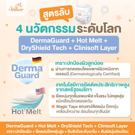ผ้าอ้อมสำเร็จรูปแบบเทป SAKER ไซส์ S (4-8KG.) 1 ห่อ 24 ชิ้น  SAKER0197-S_4