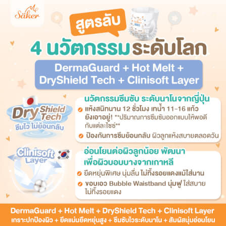 ผ้าอ้อมสำเร็จรูปแบบเทป SAKER ไซส์ S (4-8KG.) 1 ห่อ 24 ชิ้น  SAKER0197-S_5