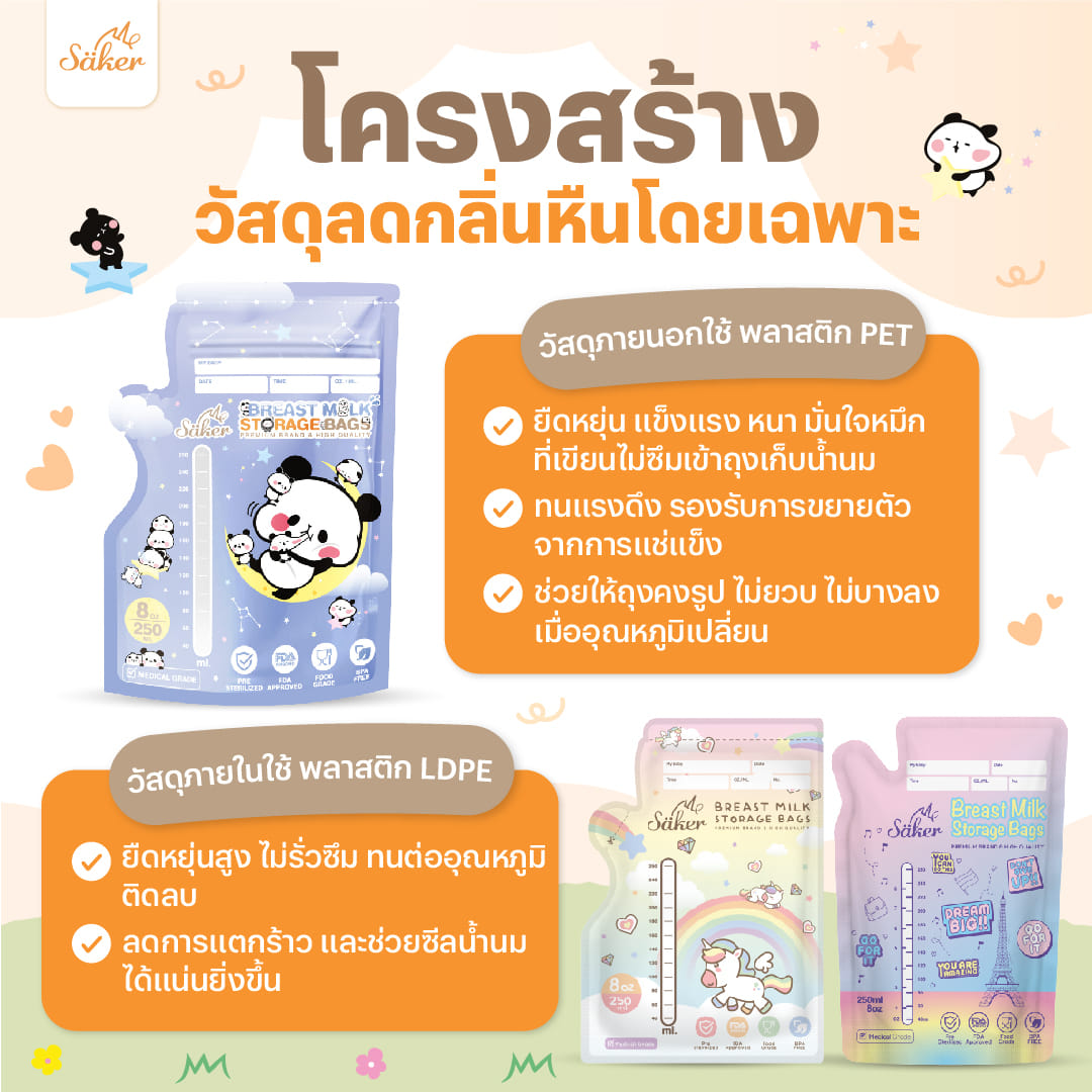 ถุงเก็บน้ำนม SAKER SAKER0210-5OZ MOCHI PANDA 5OZ (แพ็ก 20 ชิ้น)_9