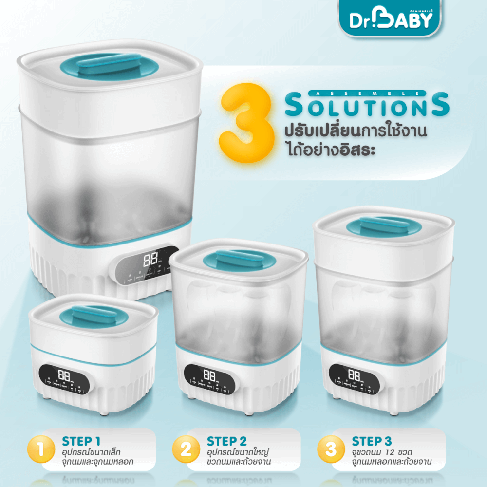 เครื่องนึ่งขวดนม 2IN1 DR.BABY STERIDRY นึ่ง+อบแห้งอัตโนมัติ