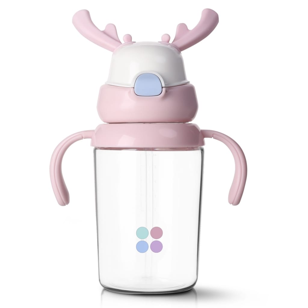 กระติกน้ำฝึกการดูดสำหรับเด็ก FACE รุ่น 219P สีชมพู ลายเขากวาง 450 ML_0