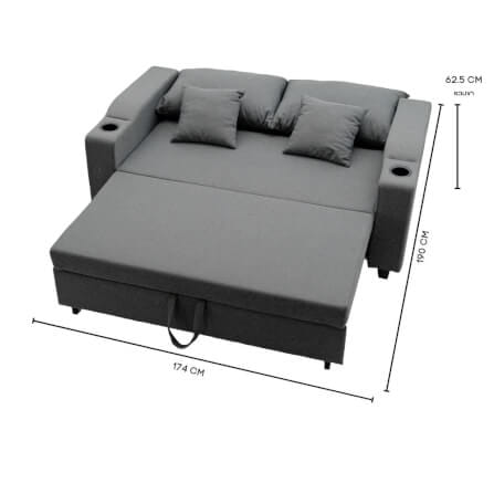 โซฟาเบด CCR FURNITURE รุ่น PHILLY (ฟิลลี่) ขนาด 174 cm. ผ้า สีเทาเข้ม (A1-33) พร้อมที่วางแก้ว_6