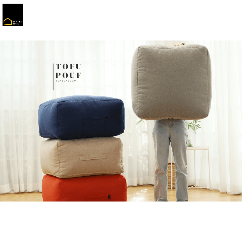 เบาะนั่งทรงสี่เหลี่ยม RENITA HOME รุ่นTOFU POUF สีส้ม