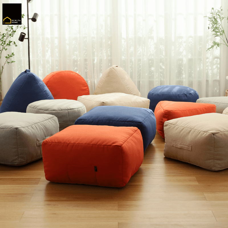 เบาะนั่งทรงสี่เหลี่ยม RENITA HOME รุ่นTOFU POUF สีส้ม