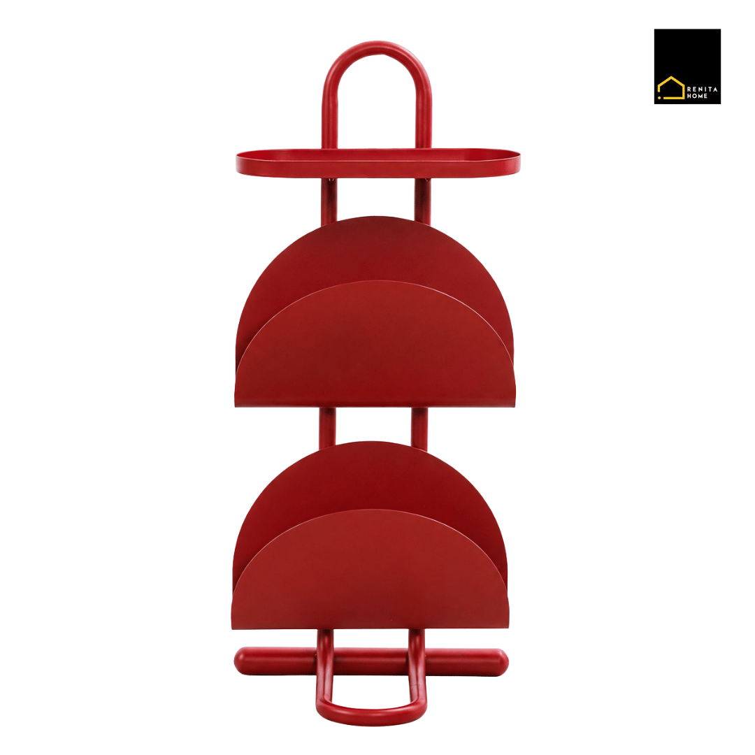 โต๊ะข้าง RENITA HOME FELIX SIDE TABLE พร้อมชั้นวางหนังสือ สีแดง_3