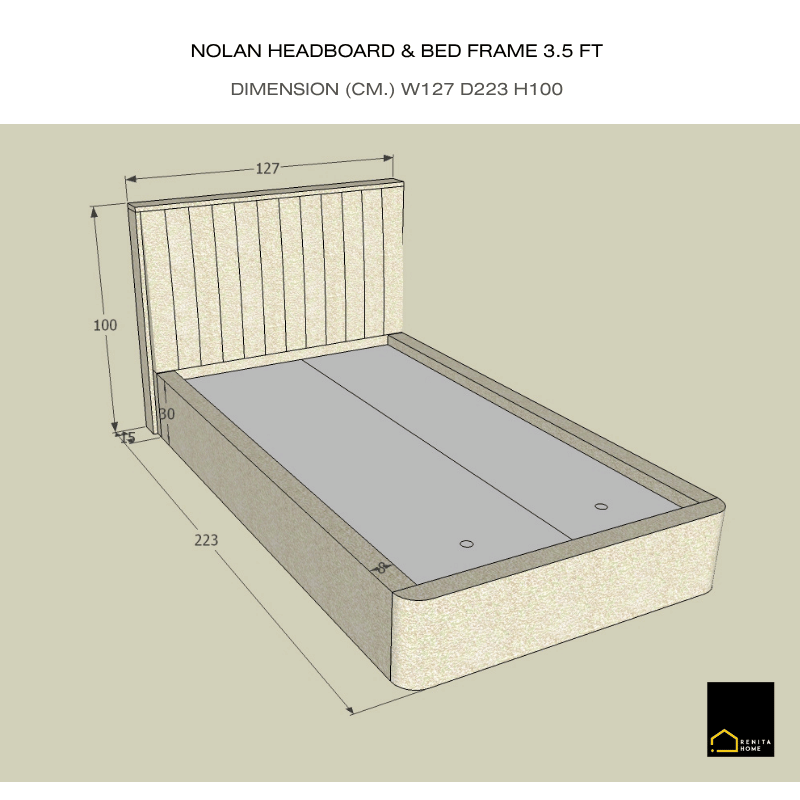 เตียงนอน 3.5 ฟุต RENITA HOME รุ่น NOLAN สีเทา_4