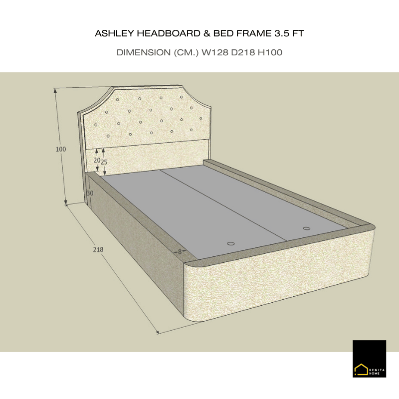 เตียงนอน 3.5 ฟุต RENITA HOME รุ่น Ashley สีน้ำตาลอ่อน_7