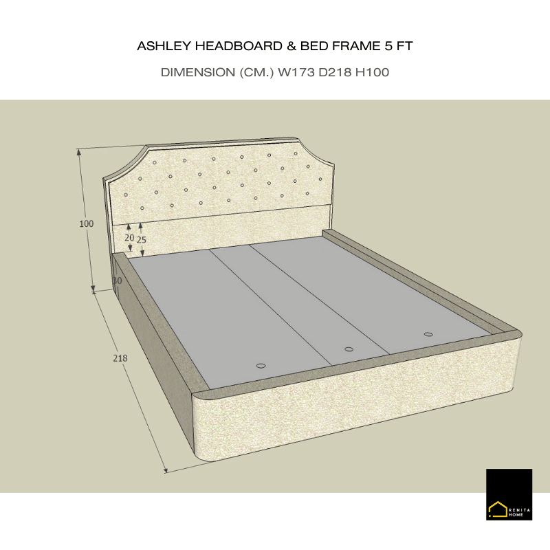 เตียงนอน 5 ฟุต RENITA HOME รุ่น Ashley สีน้ำตาลอ่อน_7
