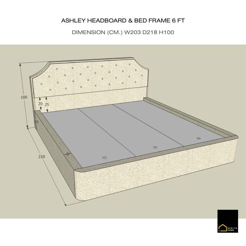เตียงนอน 6 ฟุต RENITA HOME รุ่น Ashley สีน้ำตาลอ่อน_7