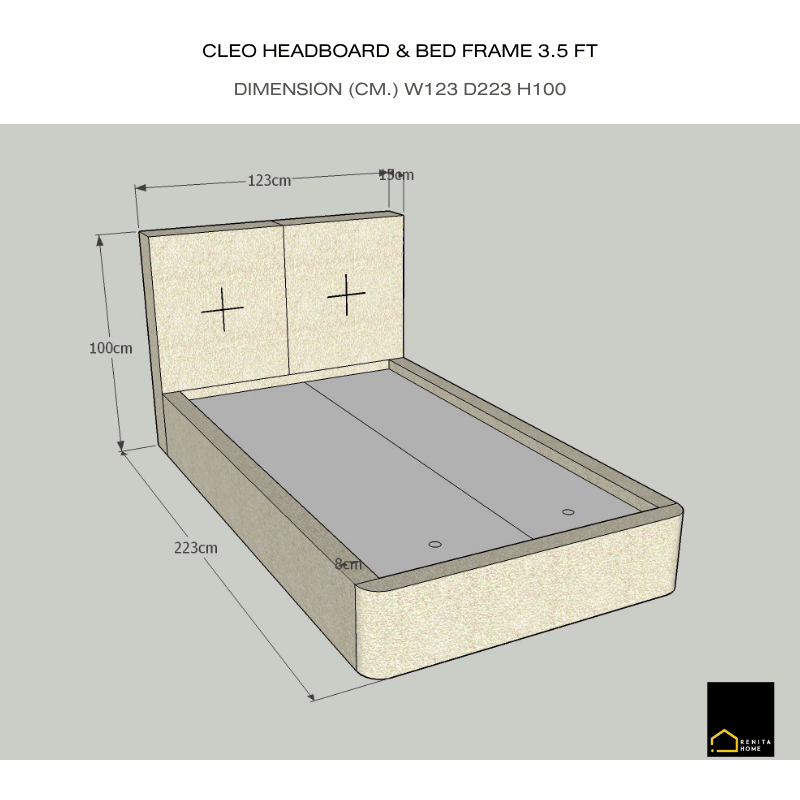 เตียงนอน 3.5 ฟุต RENITA HOME รุ่น Cleo สีครีม_8