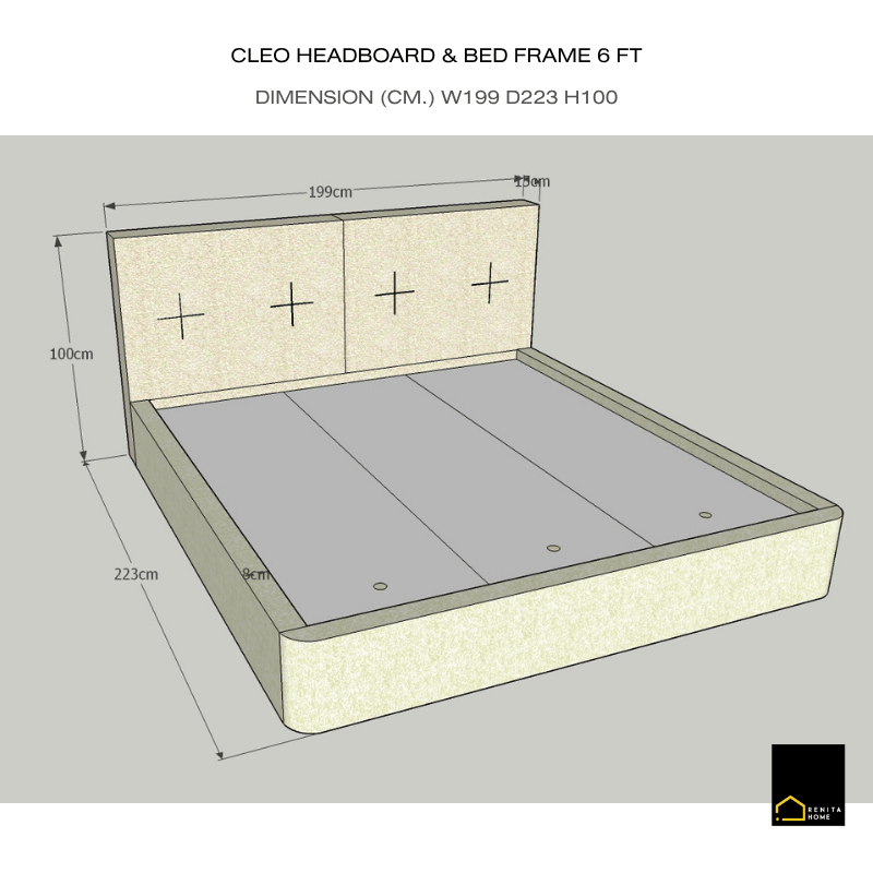 เตียงนอน 6 ฟุต RENITA HOME รุ่น Cleo สีครีม_8
