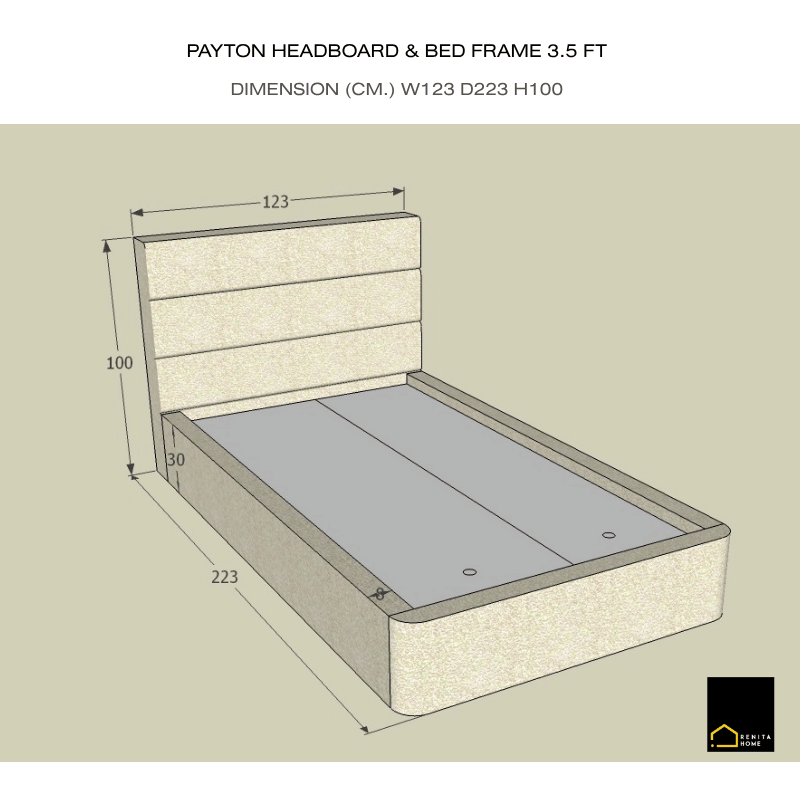 เตียงนอน 3.5 ฟุต RENITA HOME รุ่น Payton สีน้ำตาลเข้ม_8