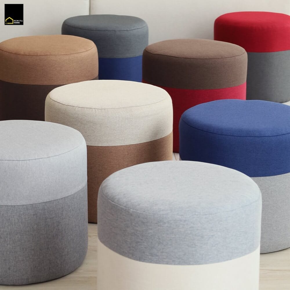 สตูลทรงกลม RENITA HOME รุ่น TWO-TONE STOOL สีเทาเข้ม-น้ำเงิน 40x40ซม._1