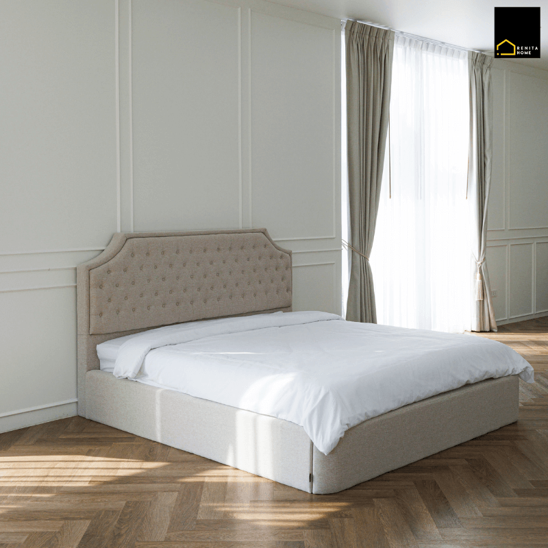 เตียงนอน 3.5 ฟุต RENITA HOME รุ่น Ashley สีน้ำตาลอ่อน_1