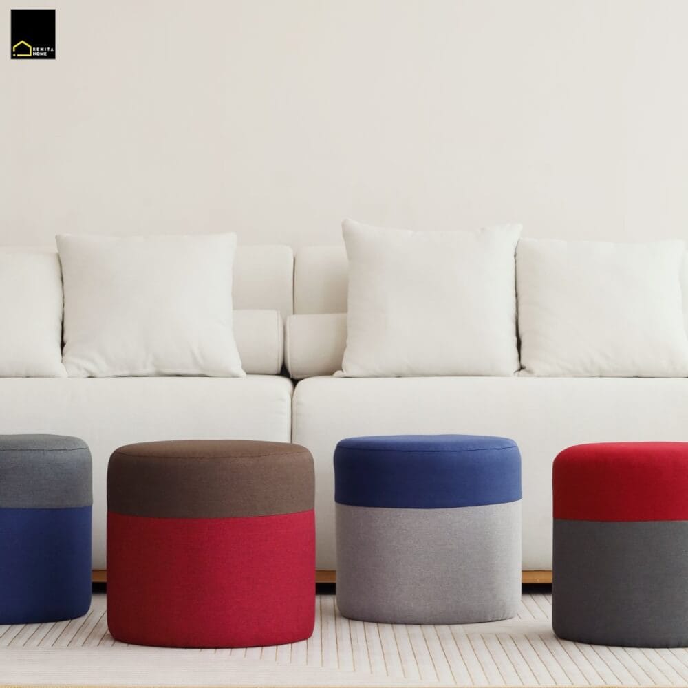 สตูลทรงกลม RENITA HOME รุ่น TWO-TONE STOOL สีเทาเข้ม-น้ำเงิน 40x40ซม._2