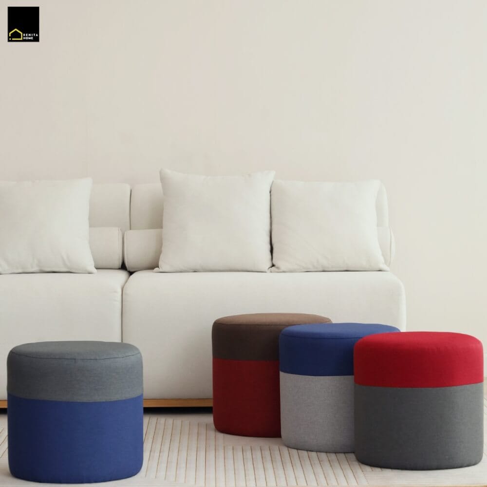 สตูลทรงกลม RENITA HOME รุ่น TWO-TONE STOOL สีเทาเข้ม-น้ำเงิน 40x40ซม._3
