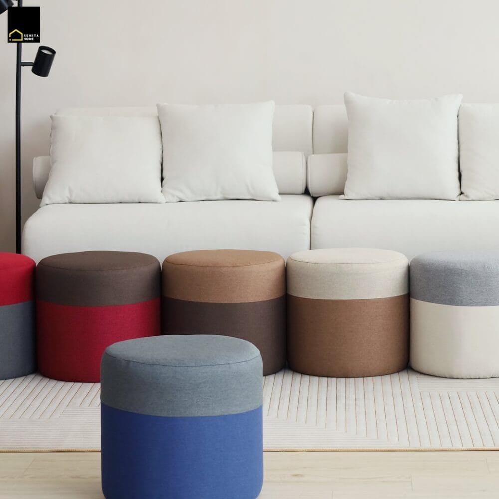 สตูลทรงกลม RENITA HOME รุ่น TWO-TONE STOOL สีเทาเข้ม-น้ำเงิน 40x40ซม._5