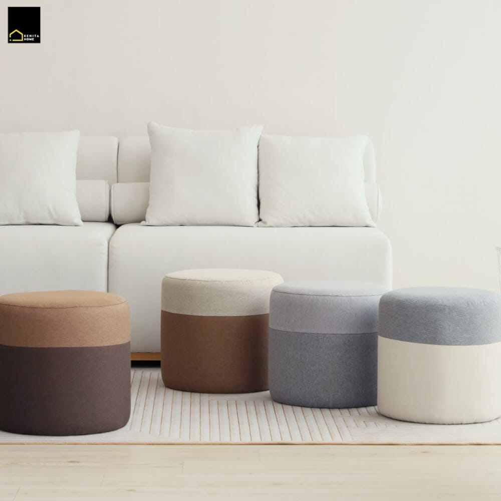 สตูลทรงกลม RENITA HOME รุ่น TWO-TONE STOOL สีเทาเข้ม-น้ำเงิน 40x40ซม._7