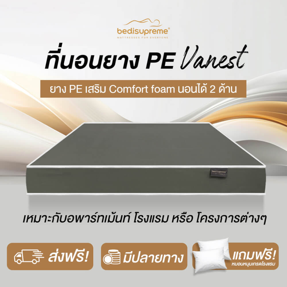 ที่นอนยางPE 6 ฟุต BEDISUPREME หุ้มหนังPVC สีเทา รุ่น VANEST หนา 8 นิ้ว_1