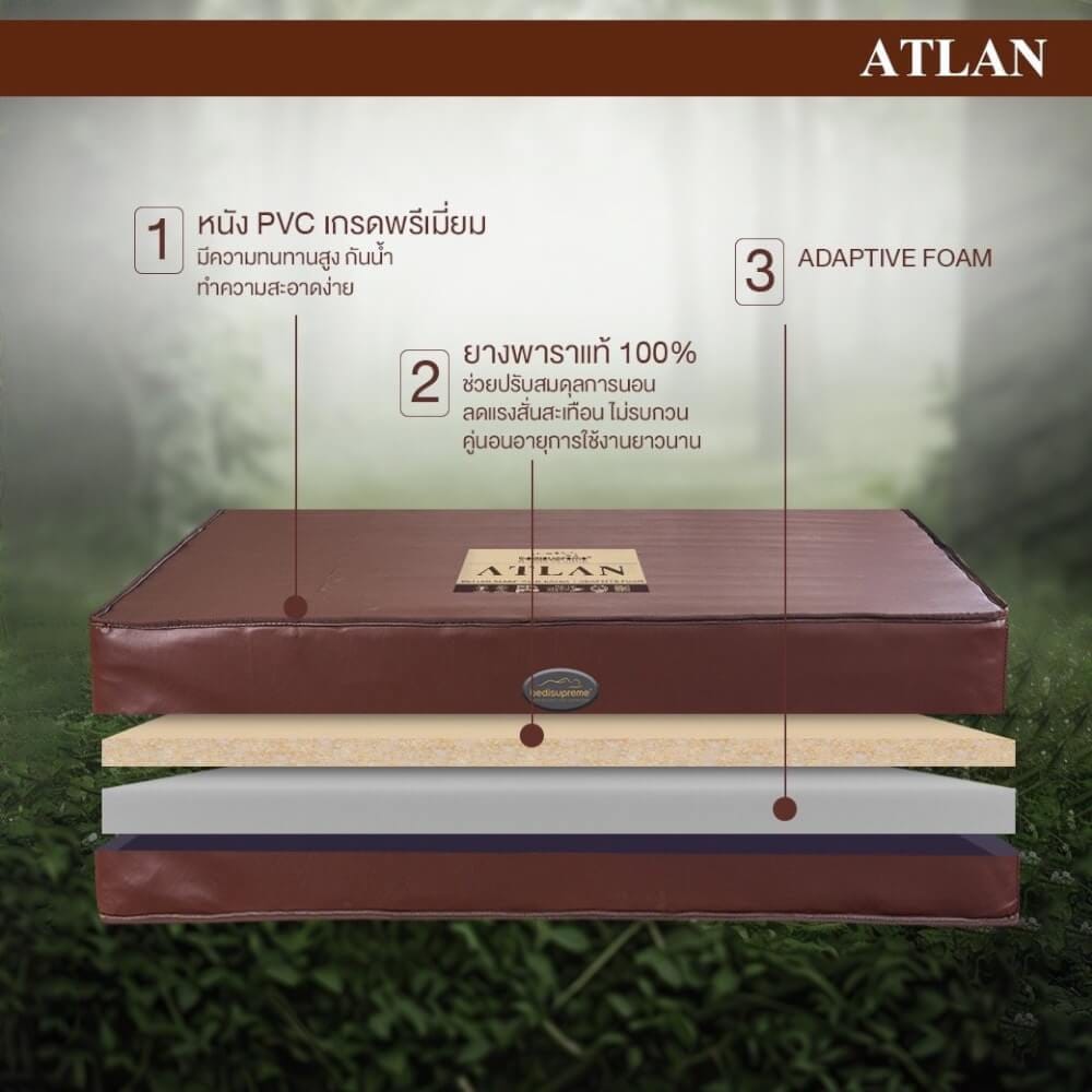 ที่นอน 3.5 ฟุต BEDISUPREME รุ่น ATLAN หนา 6 นิ้ว หนังPVC สีน้ำตาล
