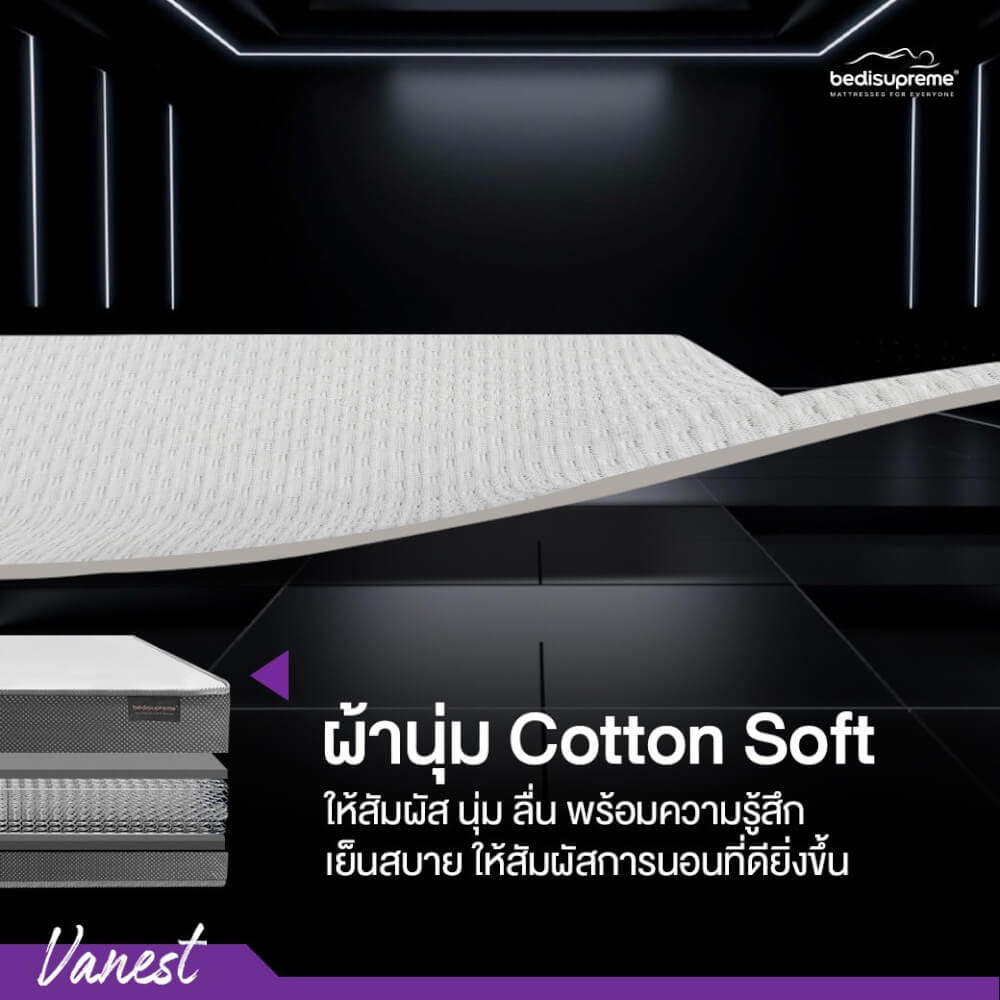 ที่นอน 3.5 ฟุต BEDISUPREME รุ่น VANEST+ หนา 8 นิ้ว สีขาว