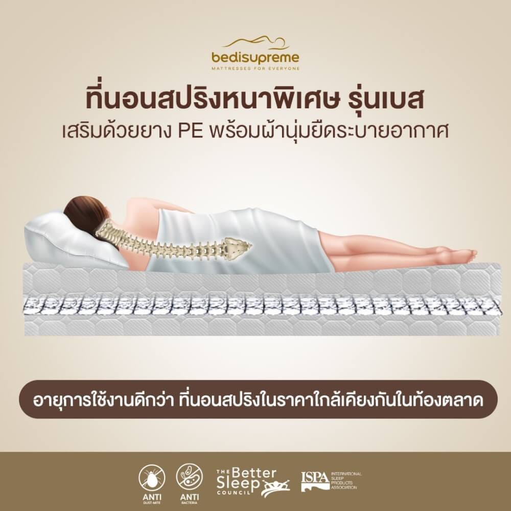 ที่นอน 6 ฟุต BEDISUPREME รุ่น BEST หนา 8.5 นิ้ว สีขาว
