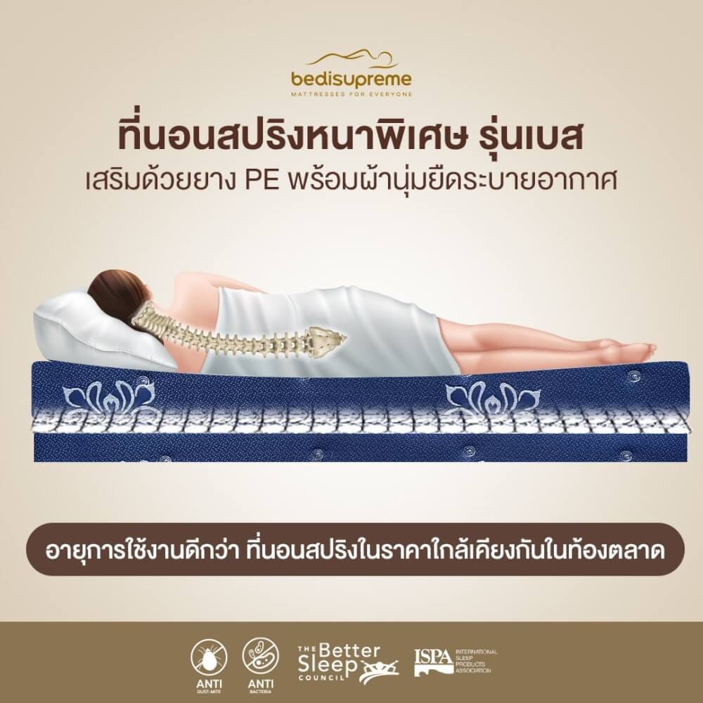 ที่นอน 5 ฟุต BEDISUPREME รุ่น BEST หนา 8.5 นิ้ว สีน้ำเงิน