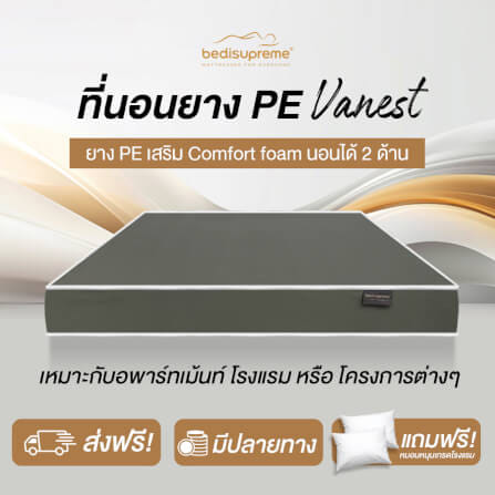 ที่นอนยางPE 3 ฟุต BEDIUPREME หุ้มหนังPVC สีเทา รุ่น VANEST หนา 6 นิ้ว_1