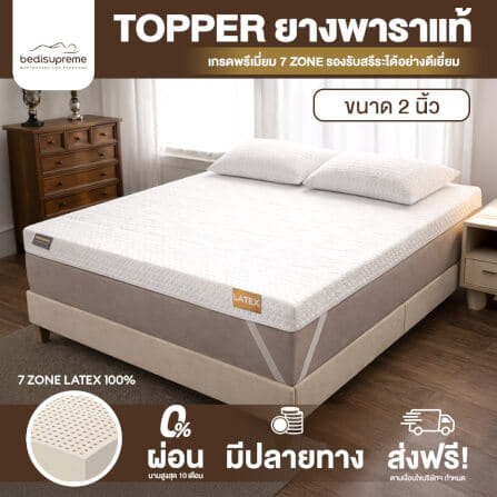 แผ่นรองนอนยางพารา 7ZONE 5 ฟุต BEDISUPREME หนา 2 นิ้ว หุ้มผ้า COOLING MAX_1