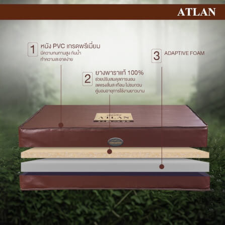 ที่นอน 3.5 ฟุต BEDISUPREME รุ่น ATLAN หนา 6 นิ้ว หนังPVC สีน้ำตาล_2