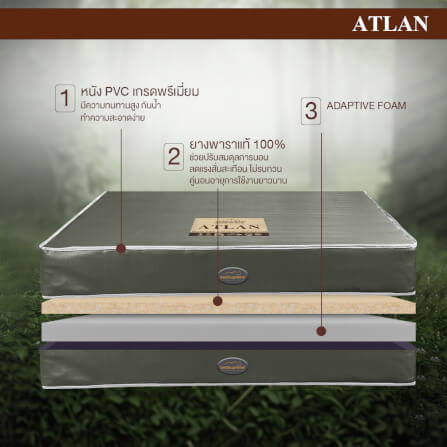 ที่นอน 3.5 ฟุต BEDISUPREME รุ่น ATLAN หนา 6 นิ้ว หนังPVC สีเทา_2