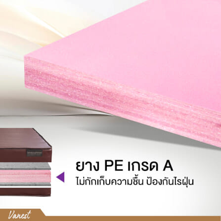 ที่นอนยางPE 3.5 ฟุต BEDIUPREME หุ้มหนังPVC สีน้ำตาล รุ่น VANEST หนา 6 นิ้ว_3