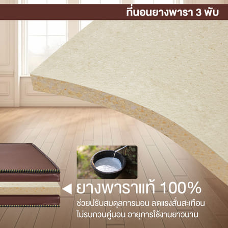 ที่นอนยางพาราแท้ 3 พับ 3.5 ฟุต BEDIUPREME หุ้มหนังPVC หนา 2 นิ้ว_5