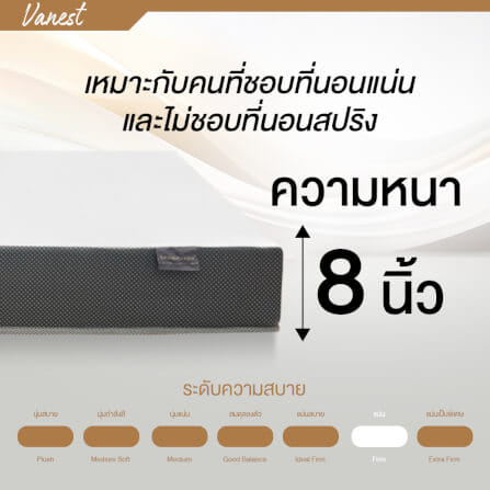 ที่นอนยางPE 3.5 ฟุต BEDIUPREME รุ่น VANEST สีขาว หนา 8 นิ้ว_6