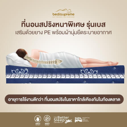 ที่นอน 5 ฟุต BEDISUPREME รุ่น BEST หนา 8.5 นิ้ว สีน้ำเงิน_6