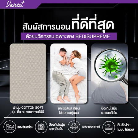 ที่นอน 3 ฟุต BEDISUPREME รุ่น VANEST+ หนา 8 นิ้ว สีน้ำตาล_8