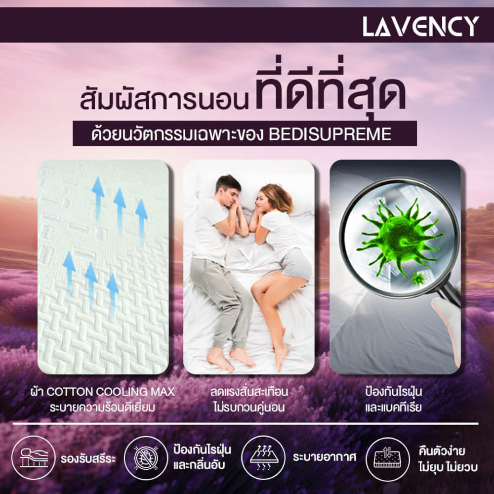 ที่นอน 3 พับ 5 ฟุต BEDISUPREME รุ่น LAVENCY