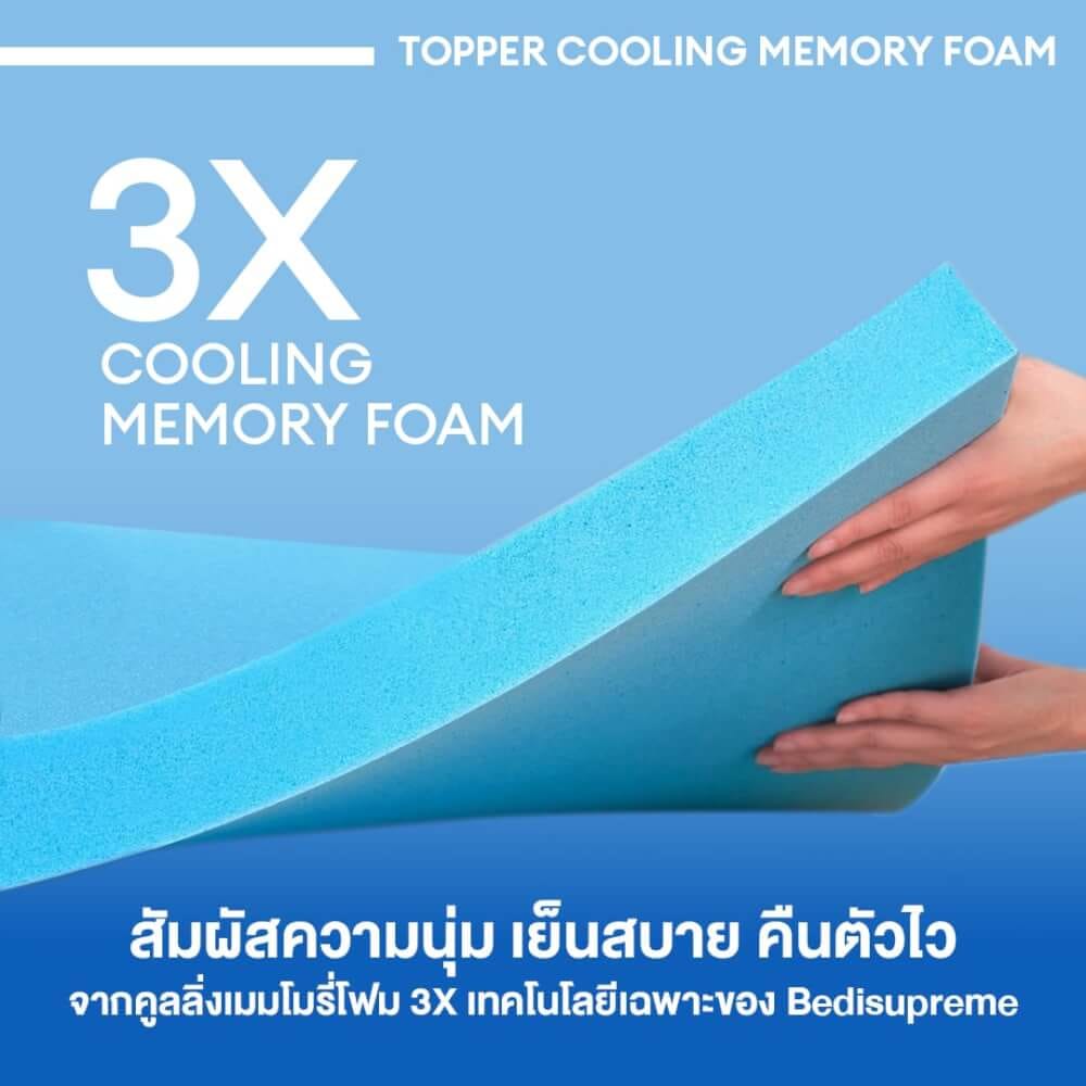 แผ่นรองนอน 6 ฟุต BEDISUPREME รุ่น COOLING MEMORY FOAM หนา 2 นิ้ว หุ้มผ้า COOLING MAX