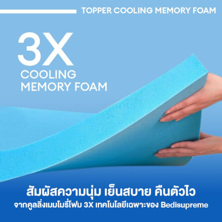 แผ่นรองนอน 6 ฟุต BEDISUPREME รุ่น COOLING MEMORY FOAM หนา 2 นิ้ว หุ้มผ้า COOLING MAX_3