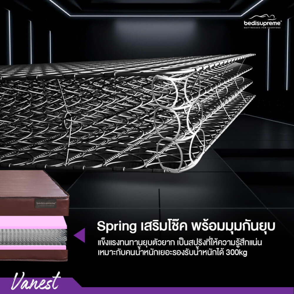 ที่นอน 3.5 ฟุต BEDISUPREME รุ่น VANEST หนา 9 นิ้ว สีน้ำตาล_5