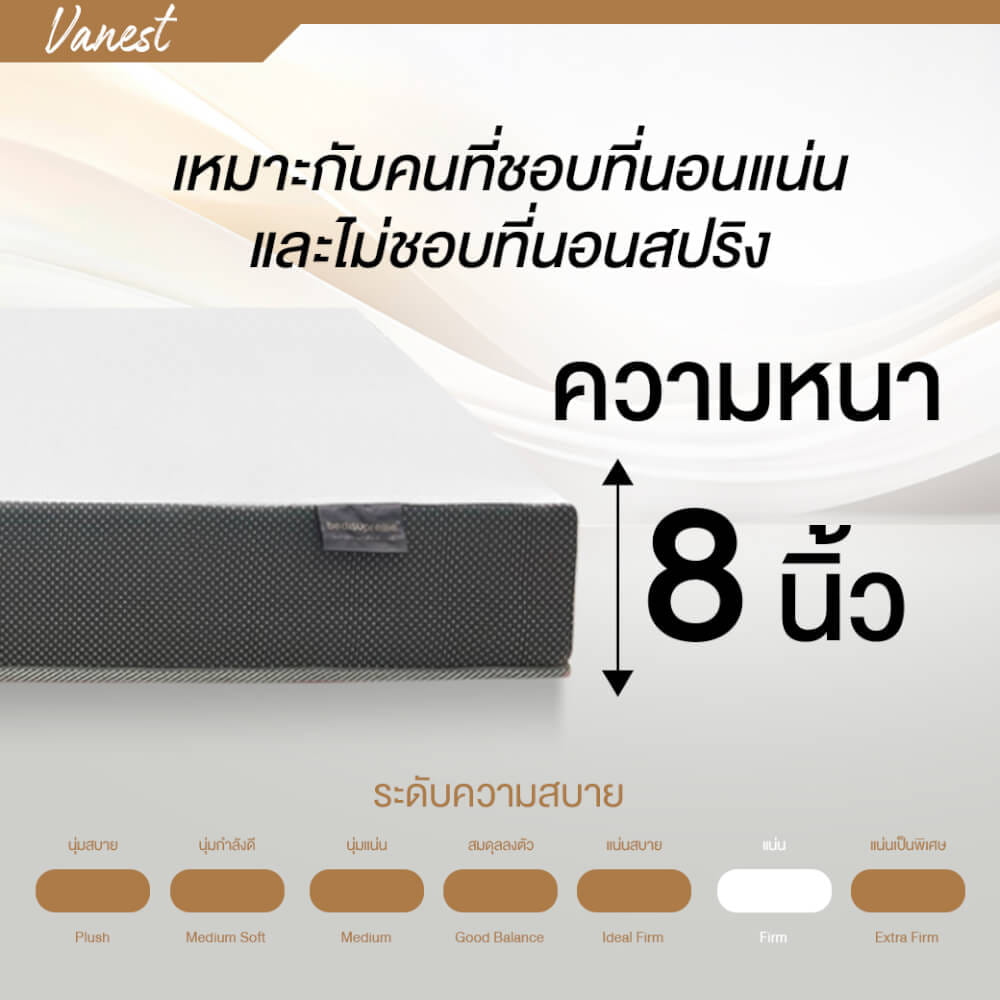 ที่นอนยางPE 5 ฟุต BEDIUPREME รุ่น VANEST สีขาว หนา 8 นิ้ว_6