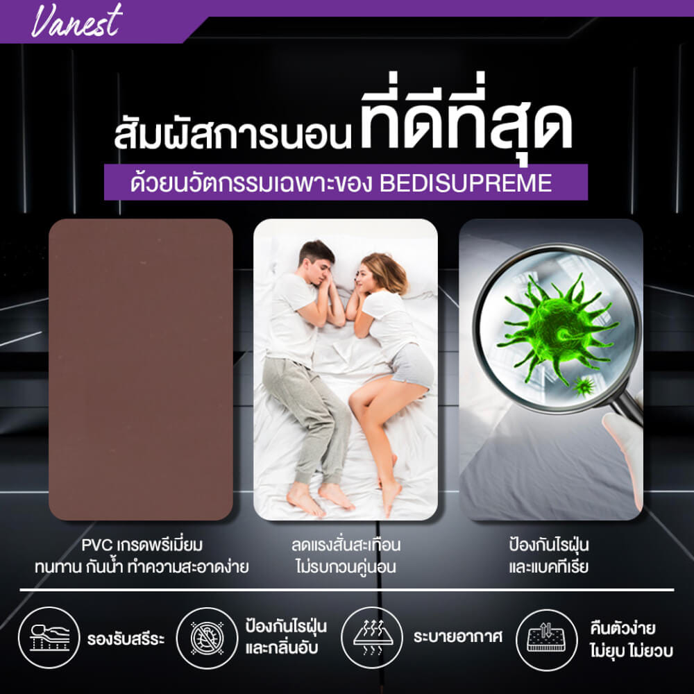 ที่นอน 3.5 ฟุต BEDISUPREME รุ่น VANEST หนา 9 นิ้ว สีน้ำตาล_8