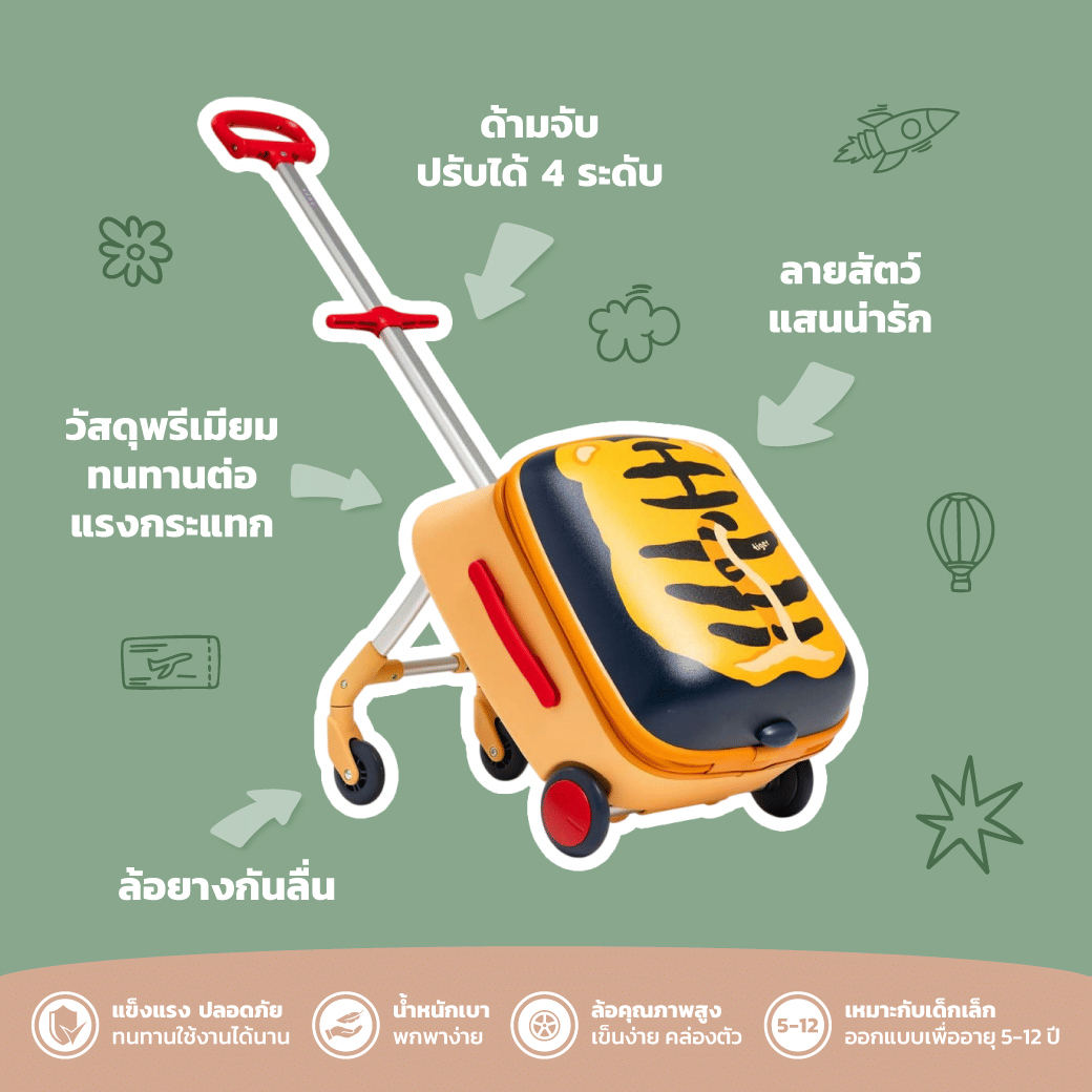 กระเป๋าเดินทางให้เด็กนั่งขี่ได้ (18 นิ้ว) MONOWHEEL RUMO RIDE-ON SUITCASE ลายแพนด้า (PANDA) ประกันสูงสุด 1 ปี_4