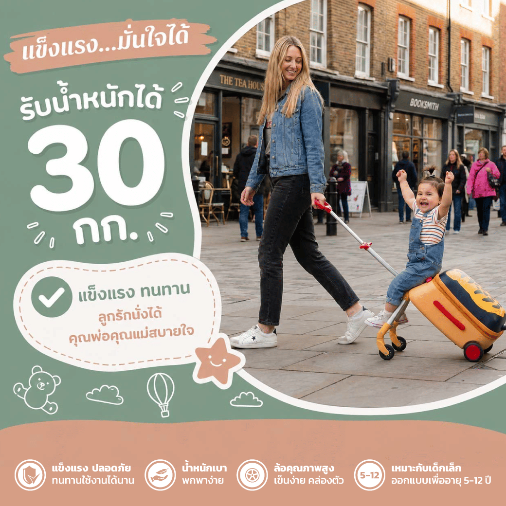 กระเป๋าเดินทางให้เด็กนั่งขี่ได้ (18 นิ้ว) MONOWHEEL RUMO RIDE-ON SUITCASE ลายแพนด้า (PANDA) ประกันสูงสุด 1 ปี_9