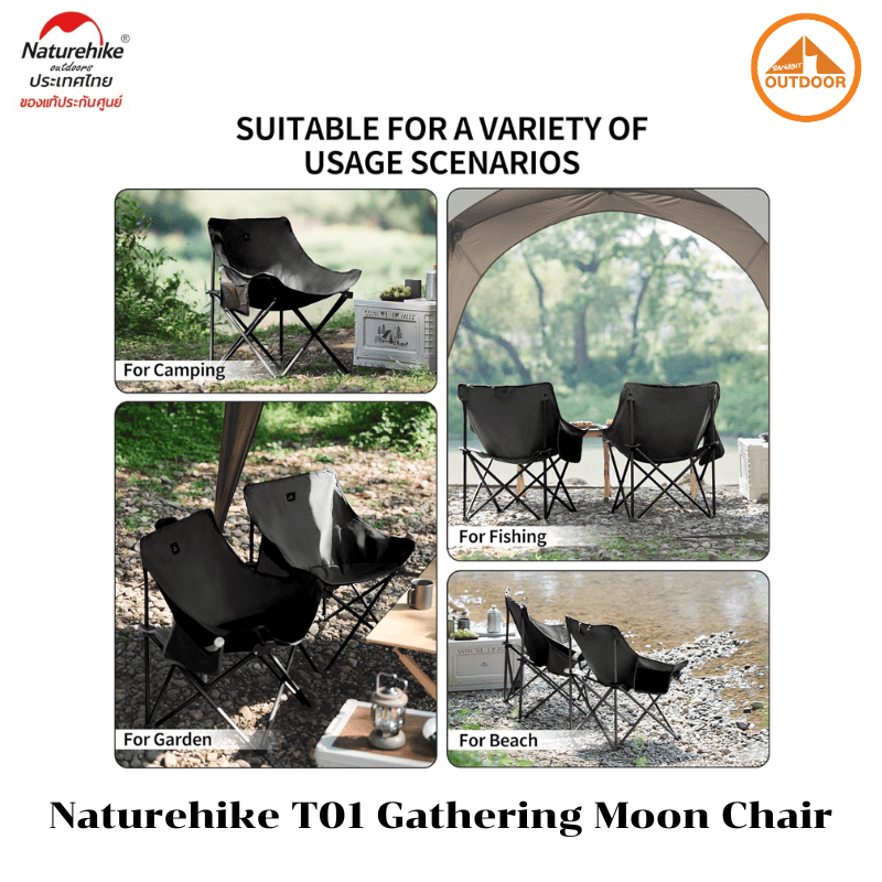 เก้าอี้พับแคมป์ปิ้ง NATUREHIKE รุ่น STELLALUNA T01 GATHERING MOON สีดำ_7