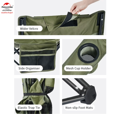 เก้าอี้พับแคมป์ปิ้ง NATUREHIKE NIGHTFALL T05 - สีเขียว_6