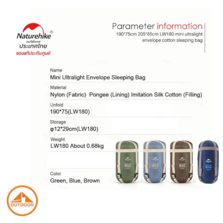 ถุงนอน Naturehike รุ่น LW180 สีฟ้า_6
